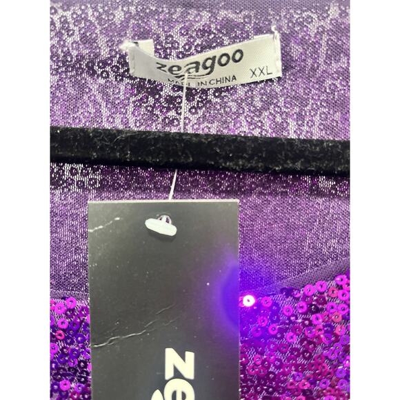 NWT Zeagoo Purple Sequin Sleeveless Top Size 2X Tunic Rounded Bottom Lined - Picture 3 of 6